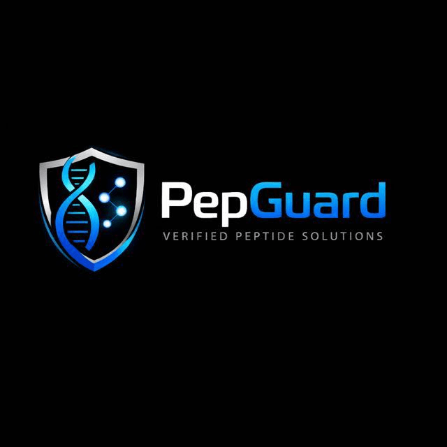 PepGuard logo — shield with DNA helix and molecular structure, Verified Peptide Solutions